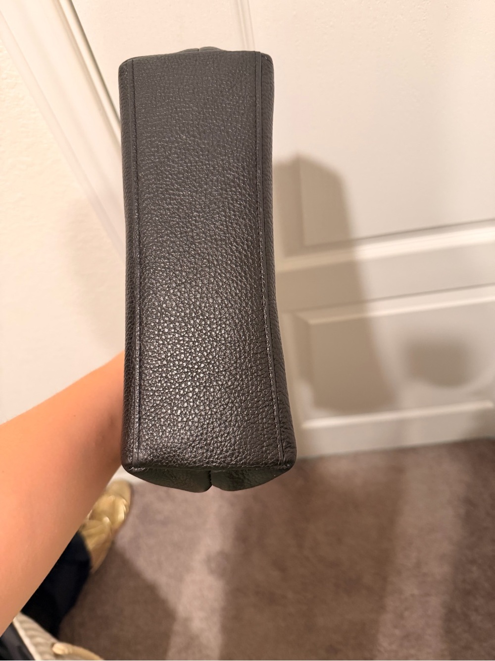 Coach Black Pebbled Leather Crossbody with Gold 'C' and Chain Strap - Picture 6 of 9